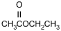 CH3COCH2CH3 with an O attached by a double line to the second C.