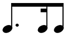 dotted eighth note, sixteenth note, eighth note